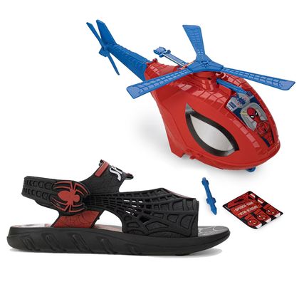 Sandália Papete Homem Aranha Preta Grendene Kids + Helicóptero Infantil 28 PRETO/VERMELHO