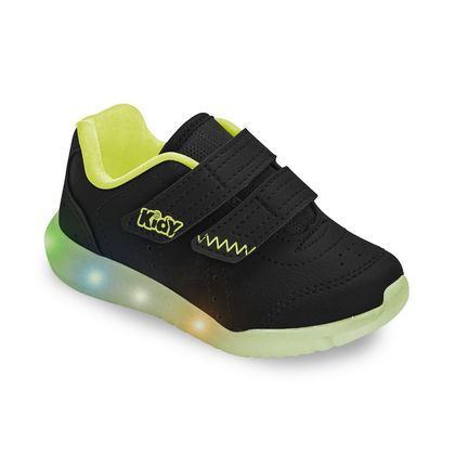 Tênis Preto Kidy Light Fun Led Infantil PRETO/AMARELO NEON 22