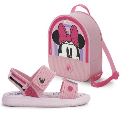 Sandália Rosa Grendene Kids Disney Minnie + Mochila Infantil 19 Rosa