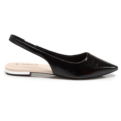 Sapato Slingback Preto Verniz Bebecê Casual 34 PRETO/PRETO