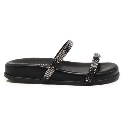 Tamanco Preto Via Scarpa Slide Birken Tira Brilho Feminina 33 preto