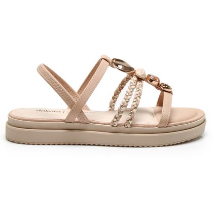 Sandália Papete Bege Dakota Flatform Feminina 34 GRANOLA/TULE/CHAMPAGNE