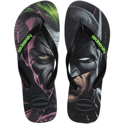 Chinelo Masculino Havaianas Top Heróis Batman e Coringa 39 PRETO/PRETO/VERDE