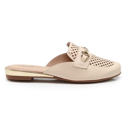 Sapato Mule Creme Modare Bico Redondo Furadinho Feminino 35 Creme