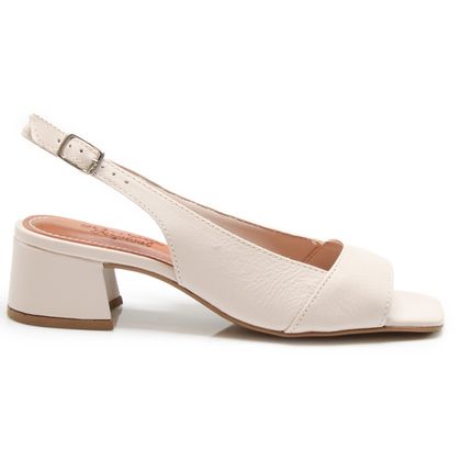 Sandália Bottero Slingback Couro Burnish Off White Feminina 34 Off White