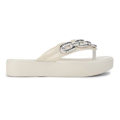 Tamanco Zaxy Plataforma Off White Chain Feminino OFF WHITE/PRATA 33