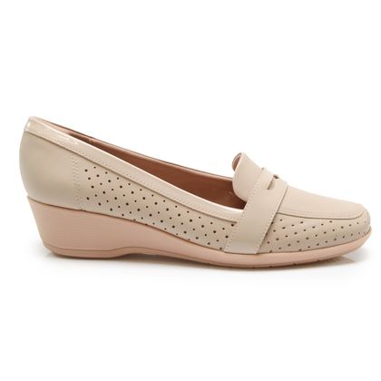 Sapato Piccadilly Marfim Anabela Comfort Lírio Feminino 34 MARFIM