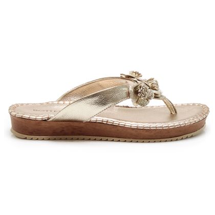 Tamanco Bottero Dourado Tropical Couro Flip Flop Feminino 34 Dourado