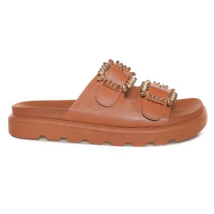 Tamanco Vizzano Camel Flatform Slide Birken Feminino 34 CAMEL/OURO CLARO