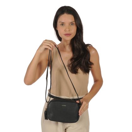 Bolsa Feminina Transversal Chaveiro Gash único preto