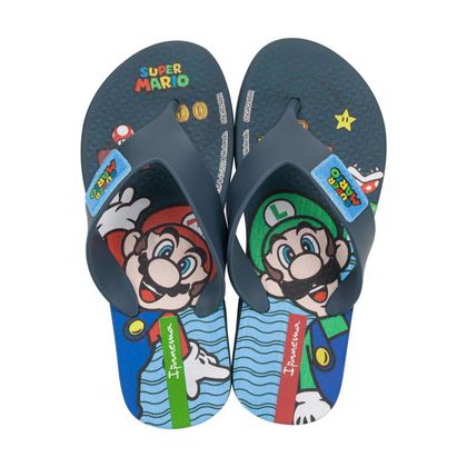 Chinelo de dedo Infantil Azul Super Mario Ipanema 23 AZUL ESCURO/VERDE