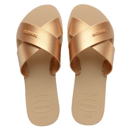 Rasteirinha Feminina Aqua Metallic Havaianas Dourada 35 Dourado