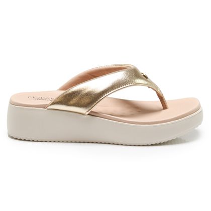 Tamanco Modare Dourado Flatform Ortopédico Premium Feminino 35 Dourado