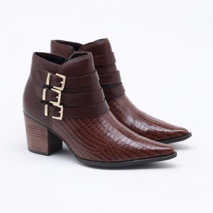 Ankle Boot Bottero Croco Couro Wood