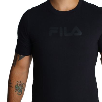 Camiseta Fila Letter Tape Outline Preta - FutFanatics