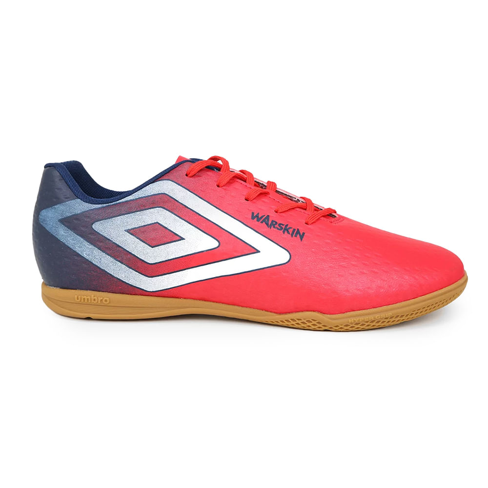 Chuteira Futsal Umbro Warskin Vermelho e Marinho - Gaston